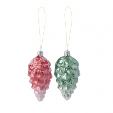 Red & Green Glass Cones Christmas Tree Decoration By Rice DK